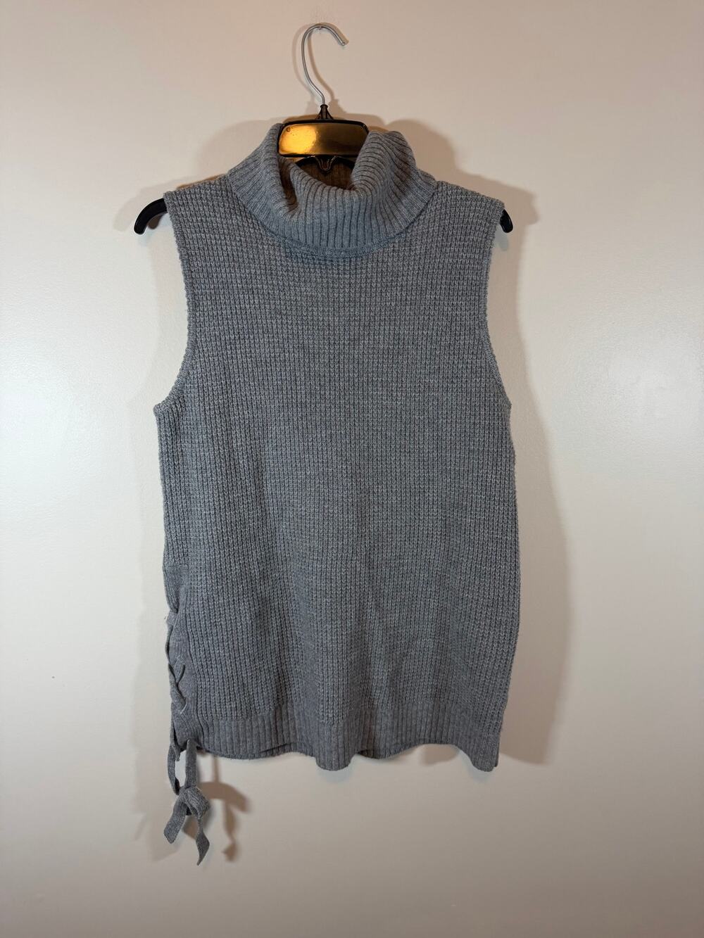 Sea Bleu Wool Cashmere Blend Gray Sleeveless Turtleneck Sweater Tunic Womens M